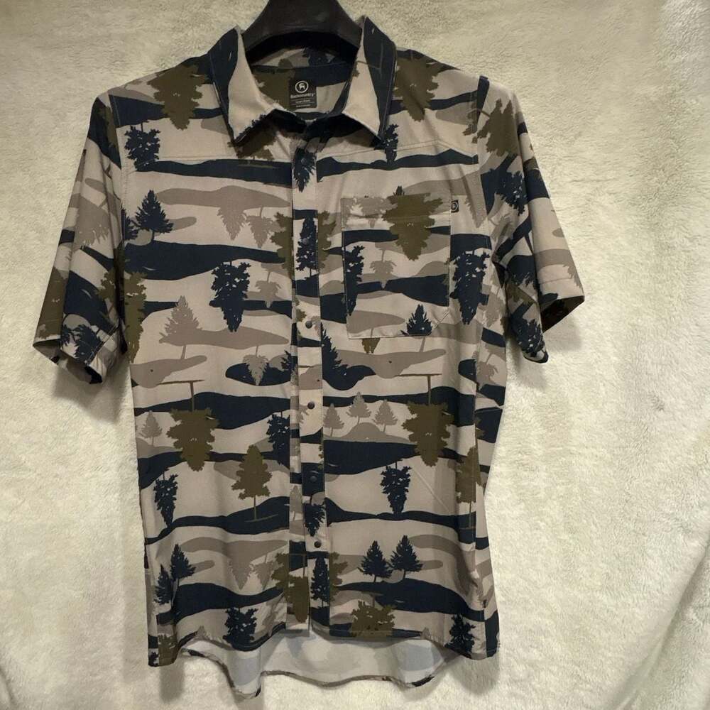 Backcountry Men's Button-Up MTB Jersey Forest Camo Short Sleeve Shirt